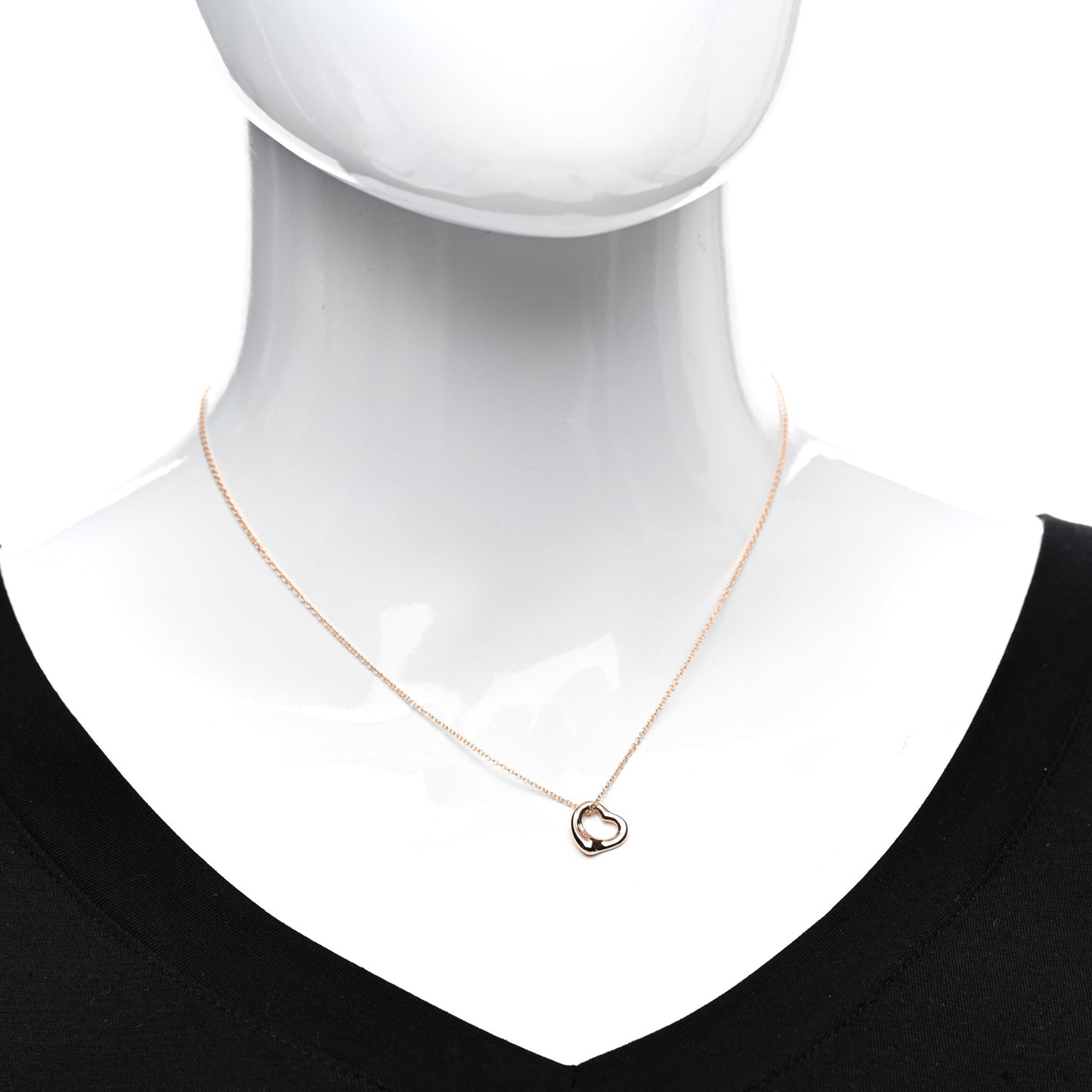 18K Rose Gold 11mm Elsa Peretti Open Heart Pendant Necklace