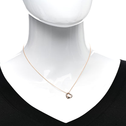 Tiffany 18K Rose Gold 11mm Elsa Peretti Open Heart Pendant Necklace 2 of 4