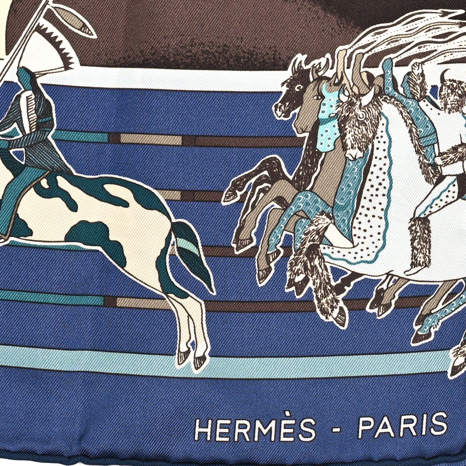 Hermes Silk Carre En Carres Scarf 90 Turquoise Mordore Canard 2 of 3