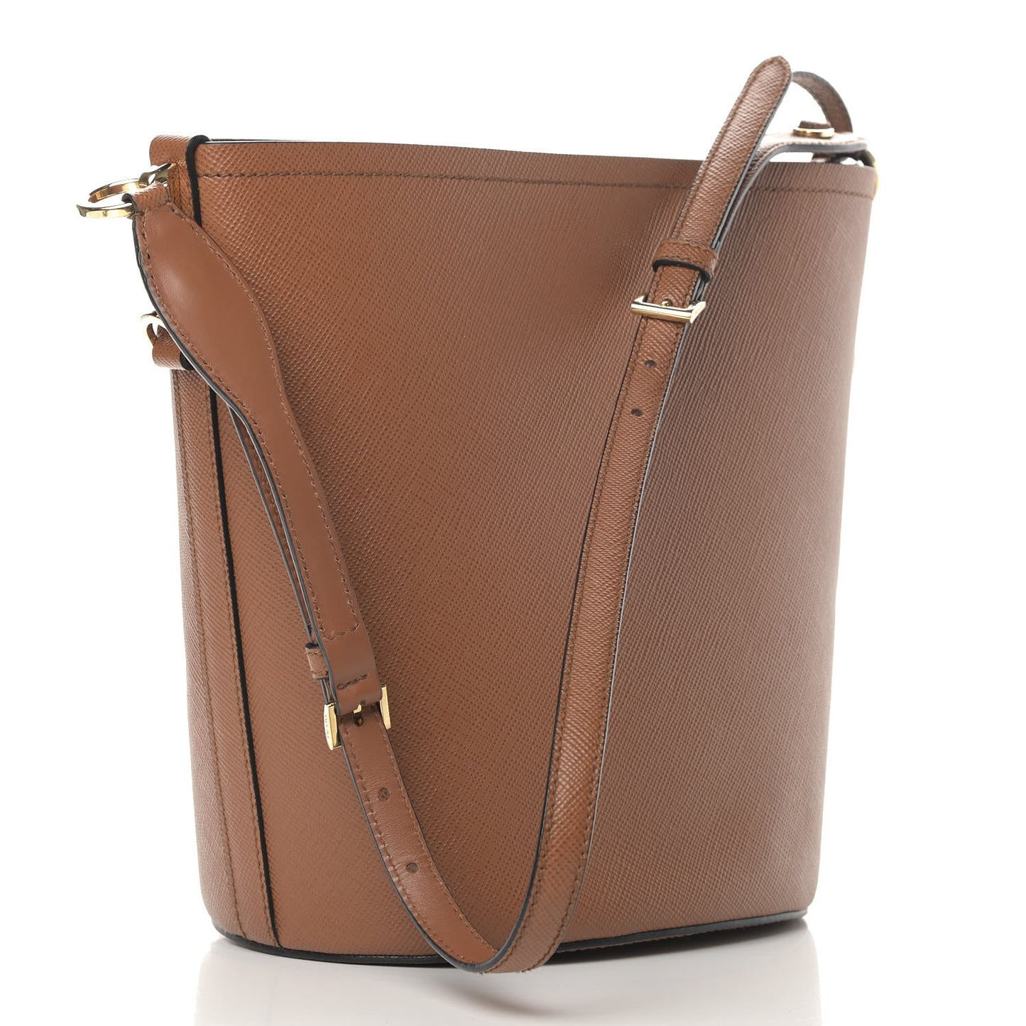 Saffiano Bucket Bag Cognac Black