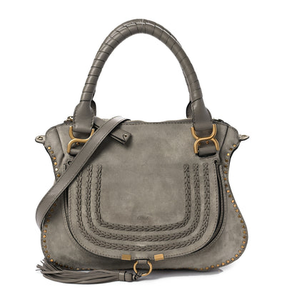 Chloe Calfskin Studded Medium Marcie Satchel Grey 1 of 8