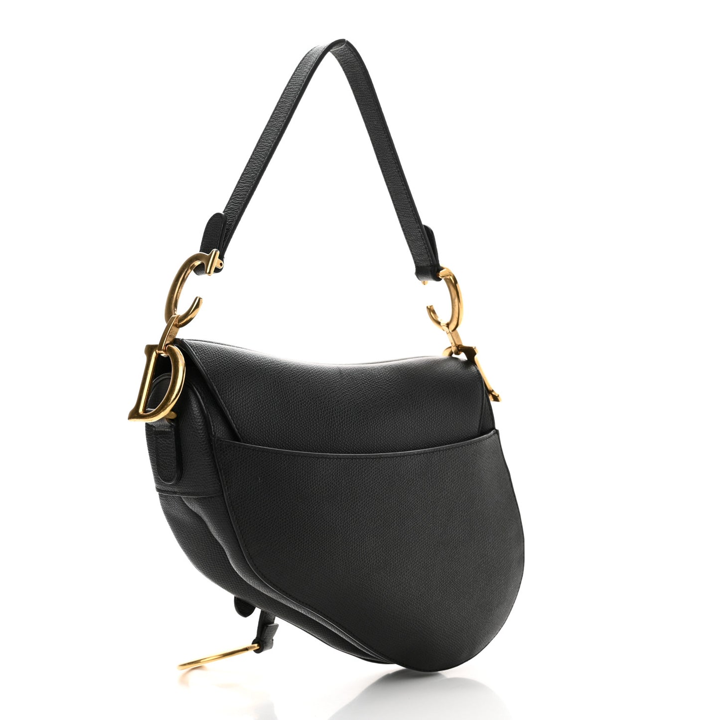 Grained Calfskin Saddle Bag Black