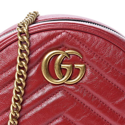 Gucci Glazed Calfskin Matelasse Heart Mini GG Marmont Round Shoulder Bag Romantic Cerise 8 of 10