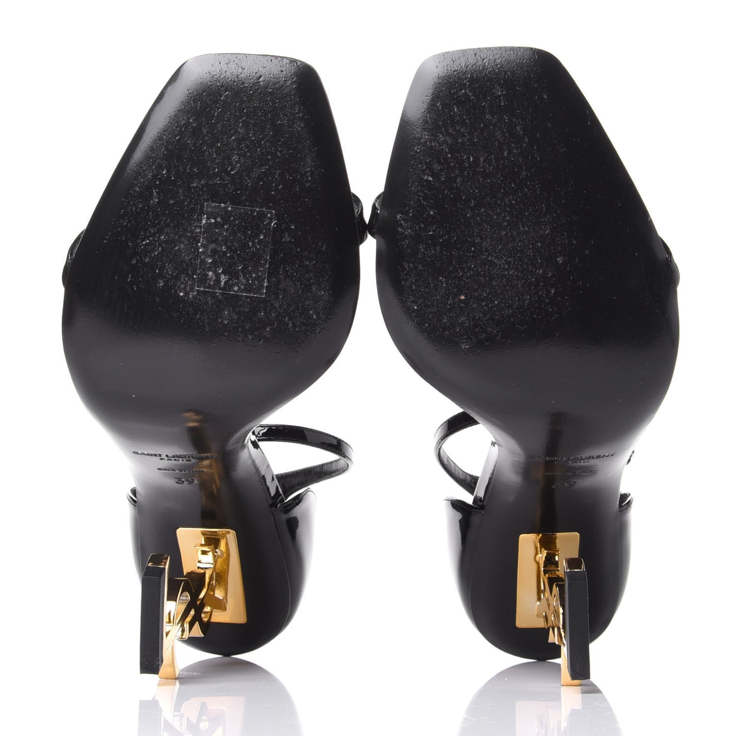 Patent Calfskin Opyum 110 Sandals 39 Black Gold