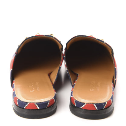 Gucci Mini GG Rhombus Chain Mens Princetown Slippers 5.5 Royal Bleuett Red 5 of 10