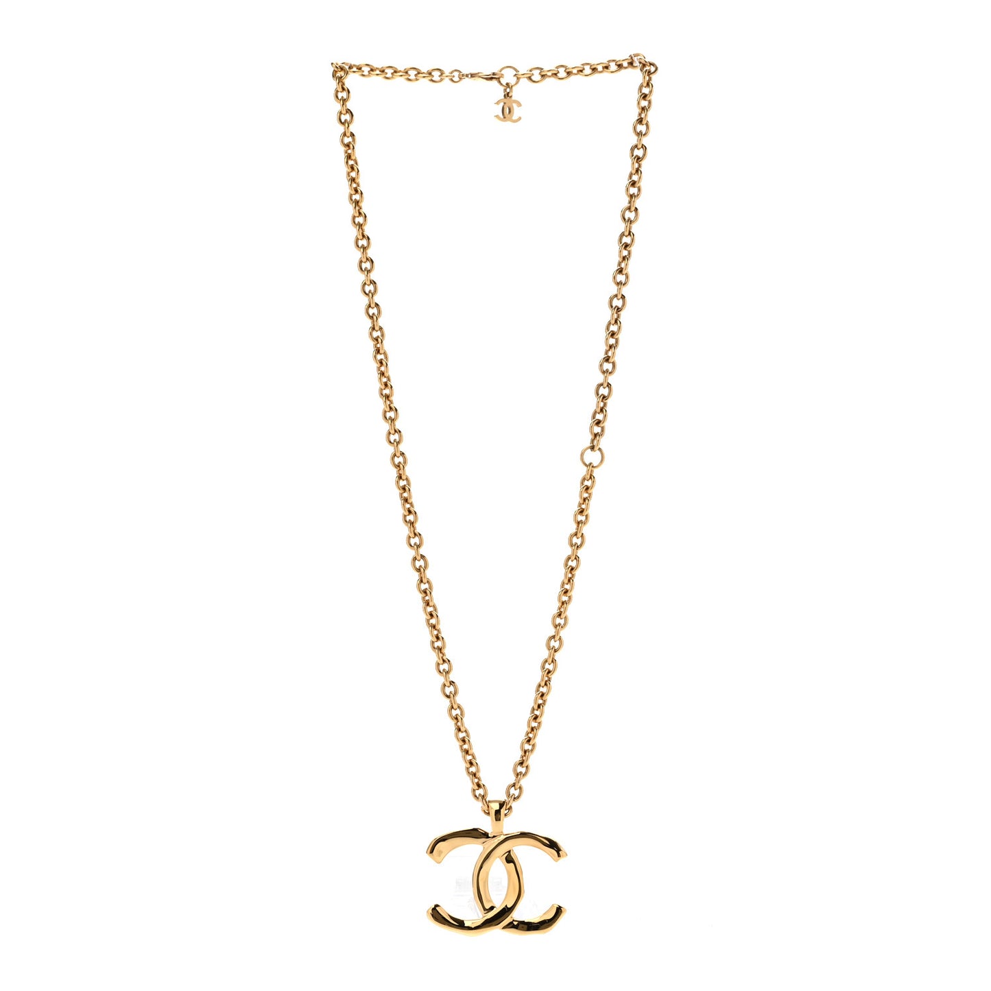Metal Large CC Pendant Chain Necklace Gold