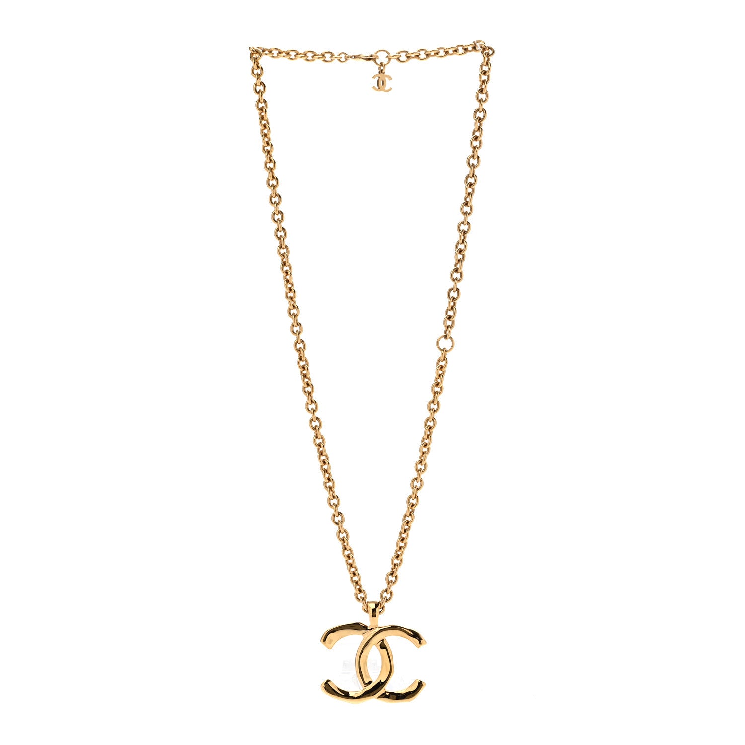 Chanel Metal Large CC Pendant Chain Necklace Gold 3 of 6