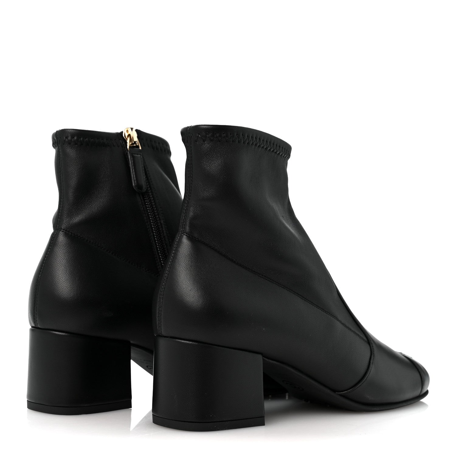 Chanel Stretch Lambskin Cap Toe CC Uniform Short Boots 38 Black 5 of 9