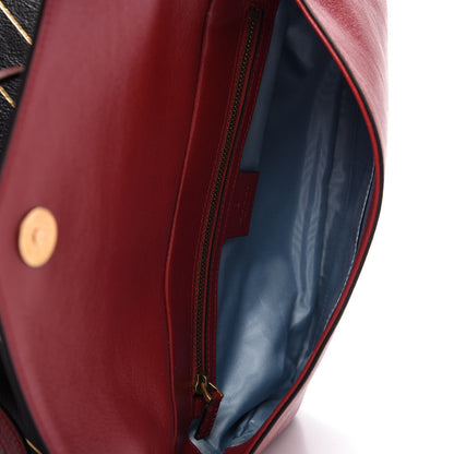 Gucci Calfskin Diagonal GG Medium Thiara Double Envelope Shoulder Bag Black Red 5 of 10