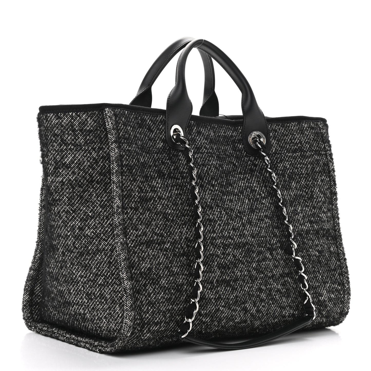 Mixed Fibers Calfskin Medium Deauville Tote Black