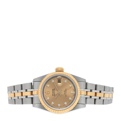 TUDOR Stainless Steel 18K Yellow Gold Diamond 25mm Princess Date Automatic Watch Champagne 92413 2 of 4