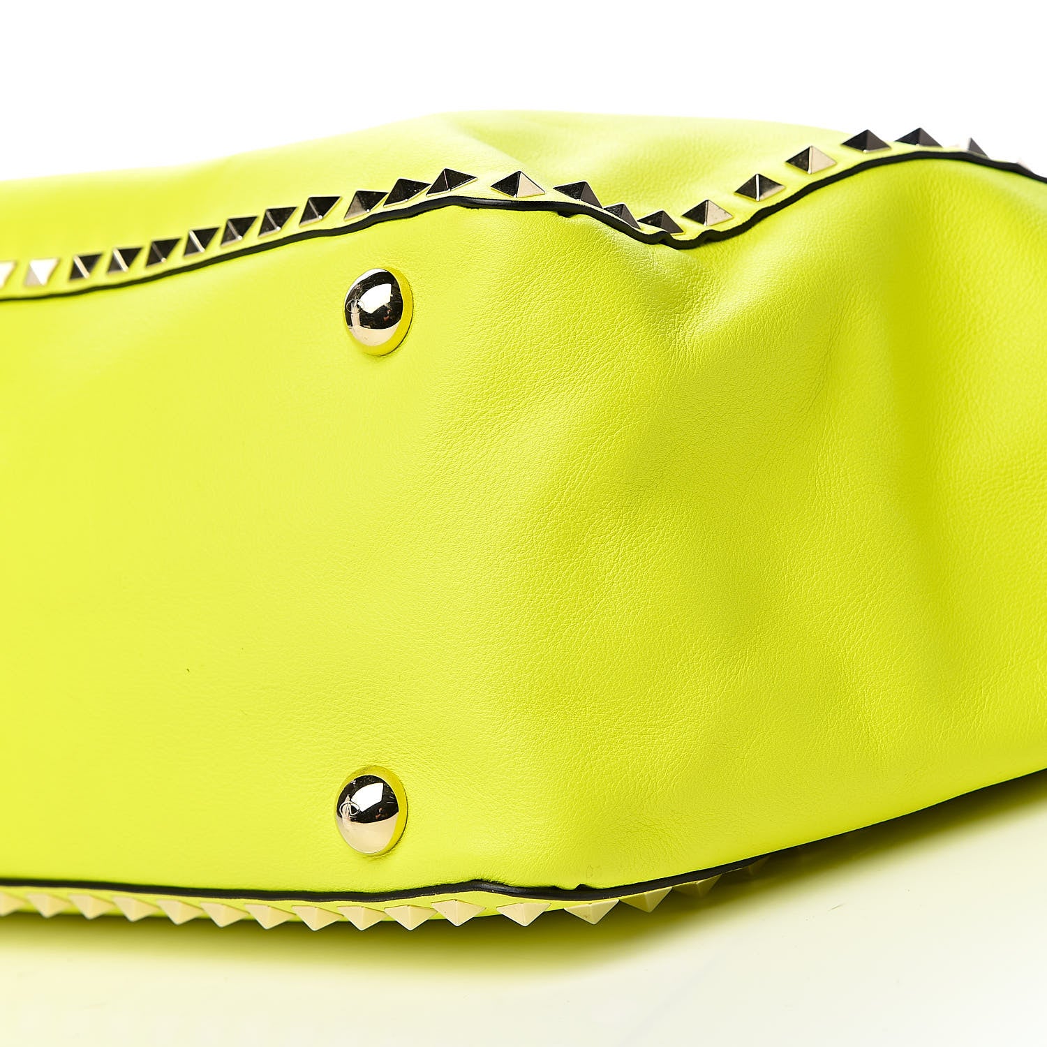 Valentino Garavani Vitello Medium Rockstud Tote Yellow Fluo 14 of 16