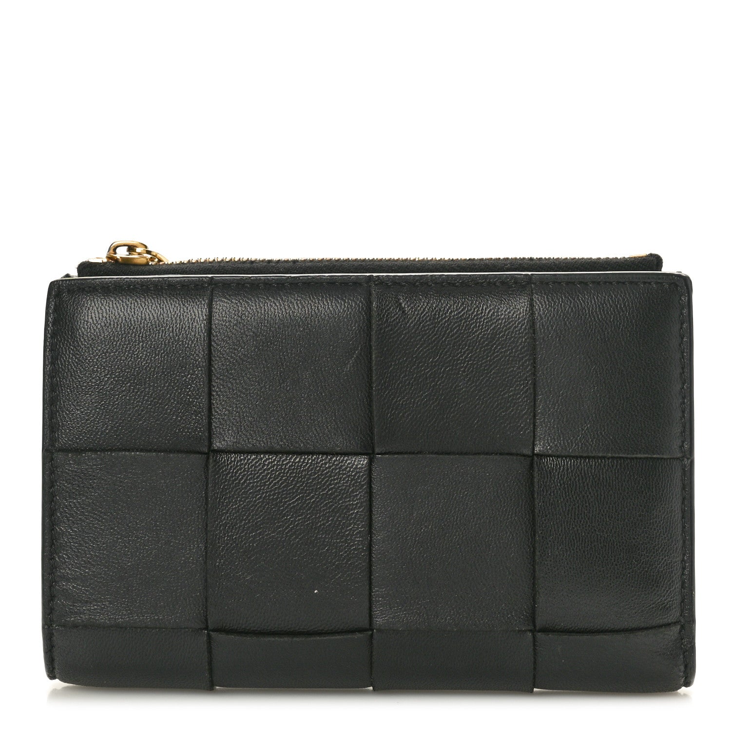 Bottega Veneta Nappa Maxi Intrecciato Medium Bi-Fold Zip Wallet Black 1 of 9
