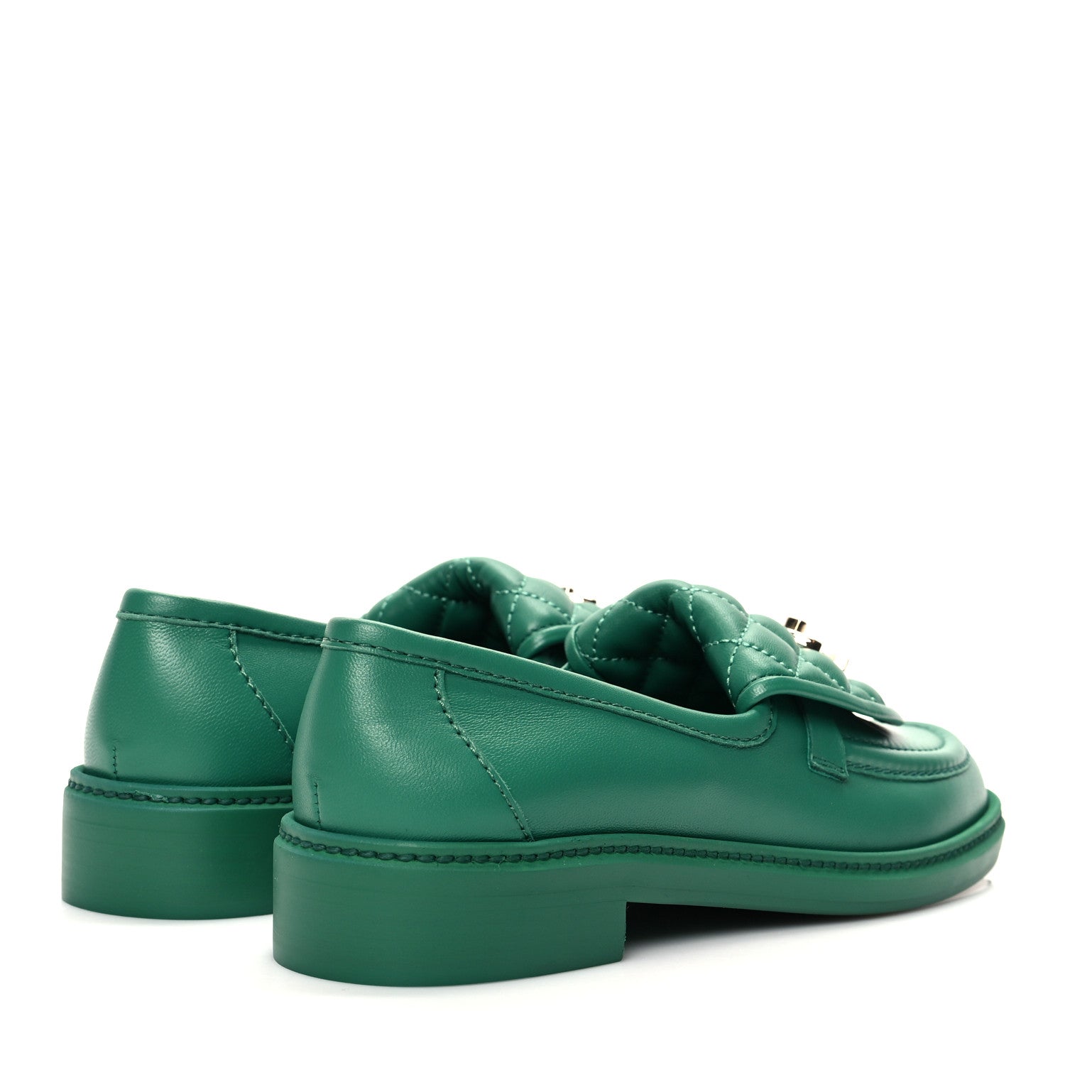 Chanel Lambskin Quilted CC Turnlock Loafers 38.5 Green 4 of 8