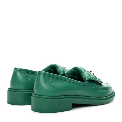 Chanel Lambskin Quilted CC Turnlock Loafers 38.5 Green 4 of 8
