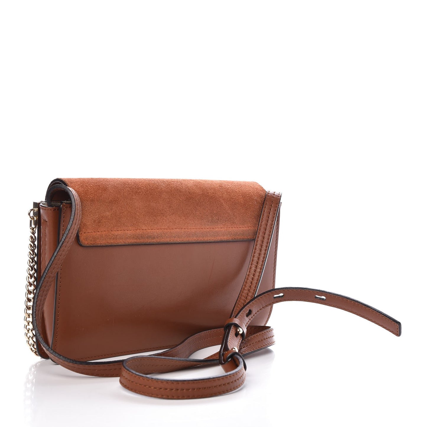 Suede Calfskin Small Faye Shoulder Bag Tobacco
