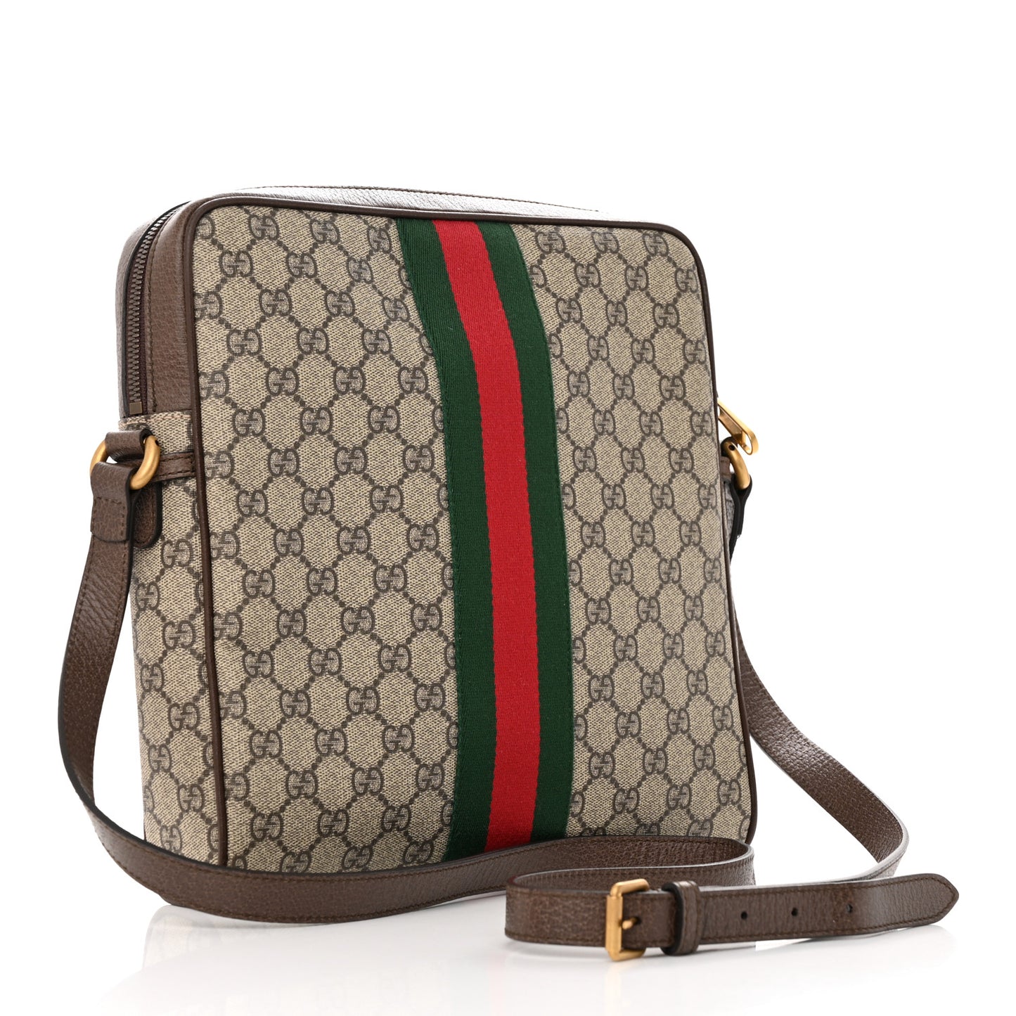 GG Supreme Monogram Web Small Ophidia Messenger Bag Brown