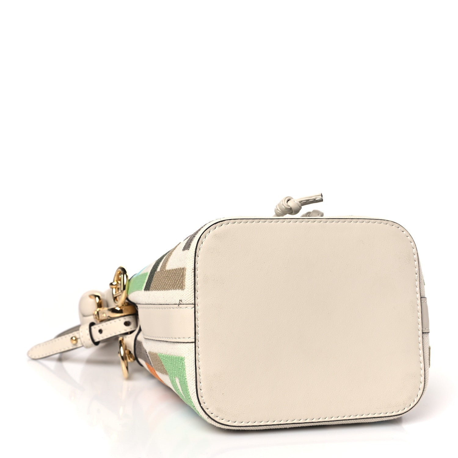 Fendi Canvas Vitello Grace F is Fendi FF Multicolor Embroidered Mini Mon Tresor Bucket Bag Grezzo Multicolor Latte 4 of 9