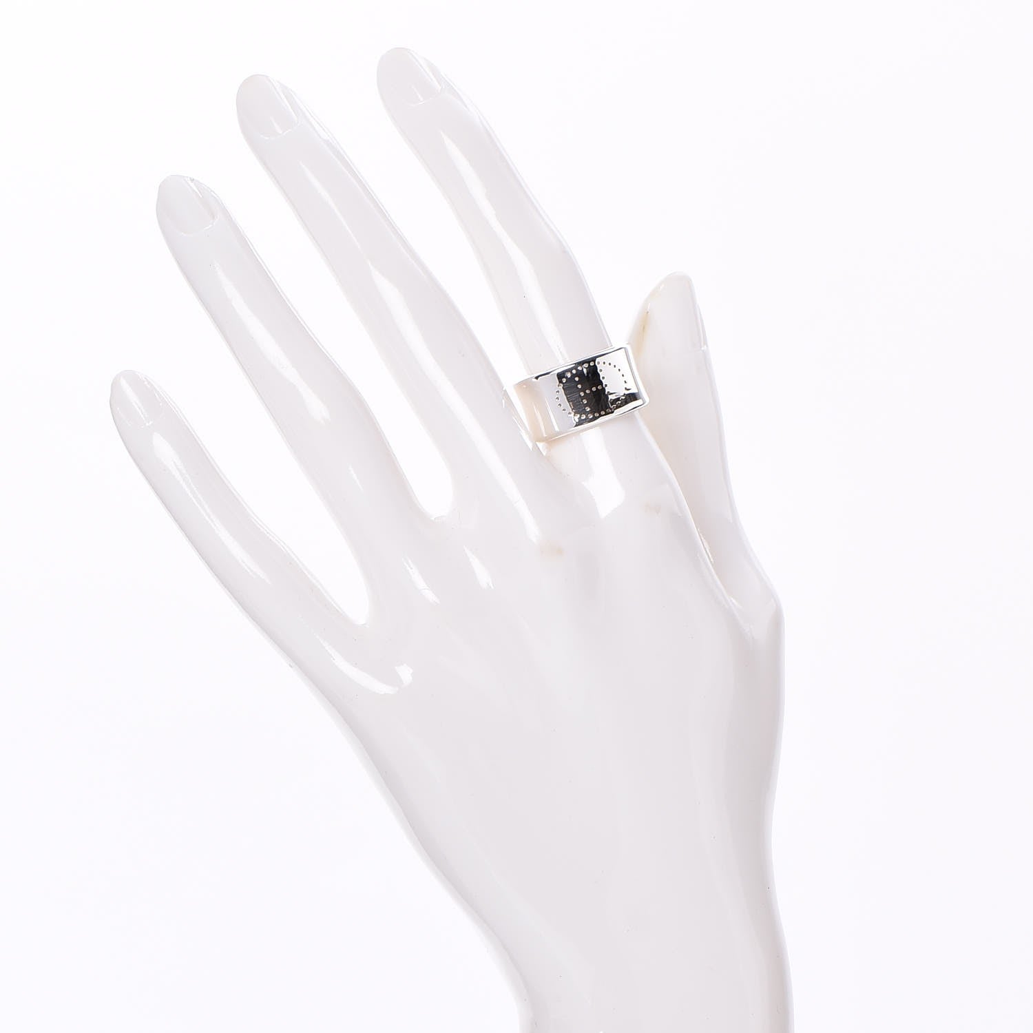 Hermes Sterling Silver Eclipse Ruban Ring GM 52 6 2 of 5