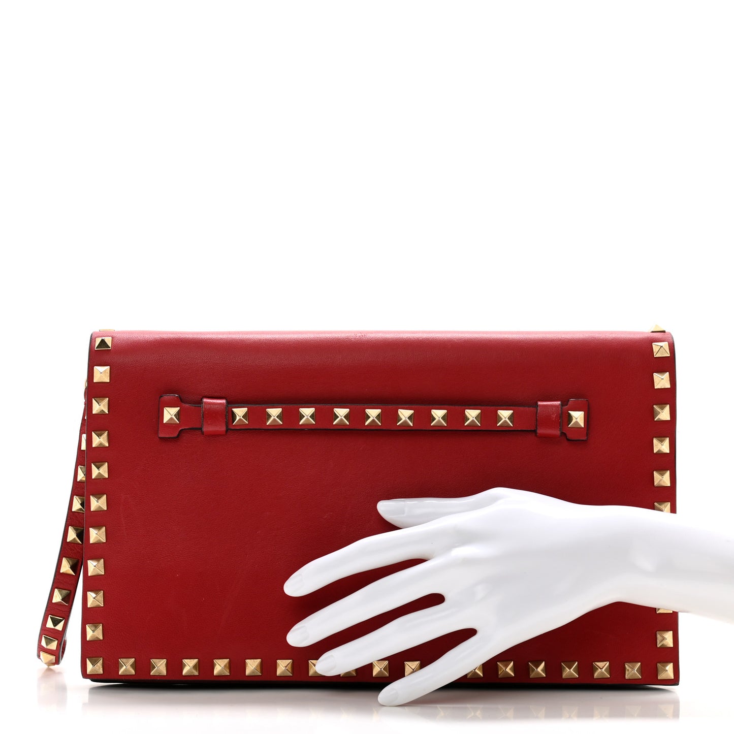 Nappa Rockstud Wristlet Clutch Rosso Valentino