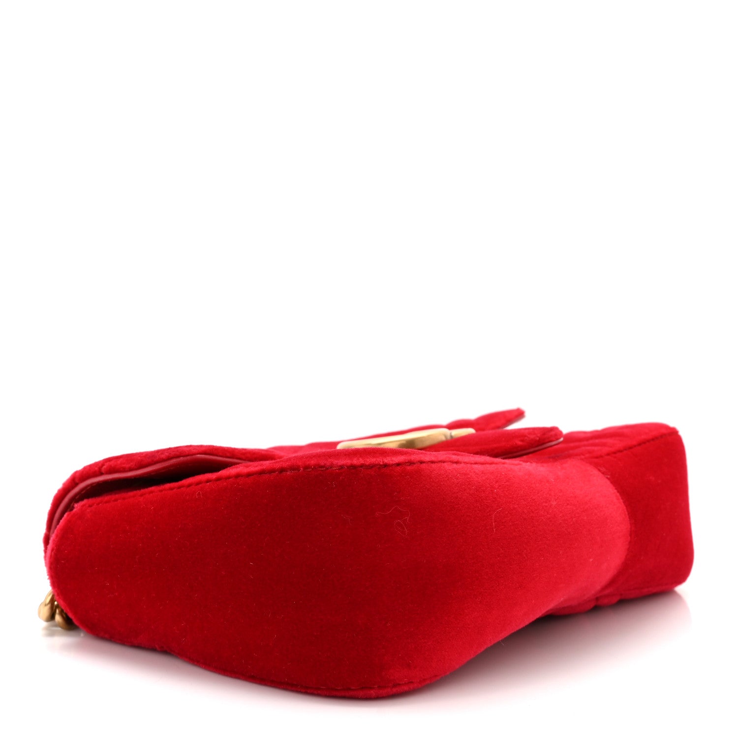 Gucci Velvet Matelasse Mini GG Marmont Shoulder Bag Hibiscus Red 4 of 10