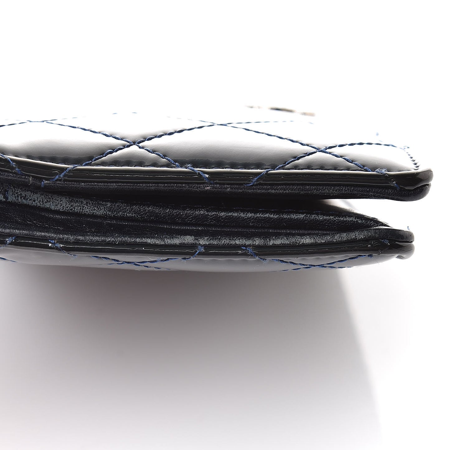 Patent Quilted Brilliant Yen Wallet Blue Fonce