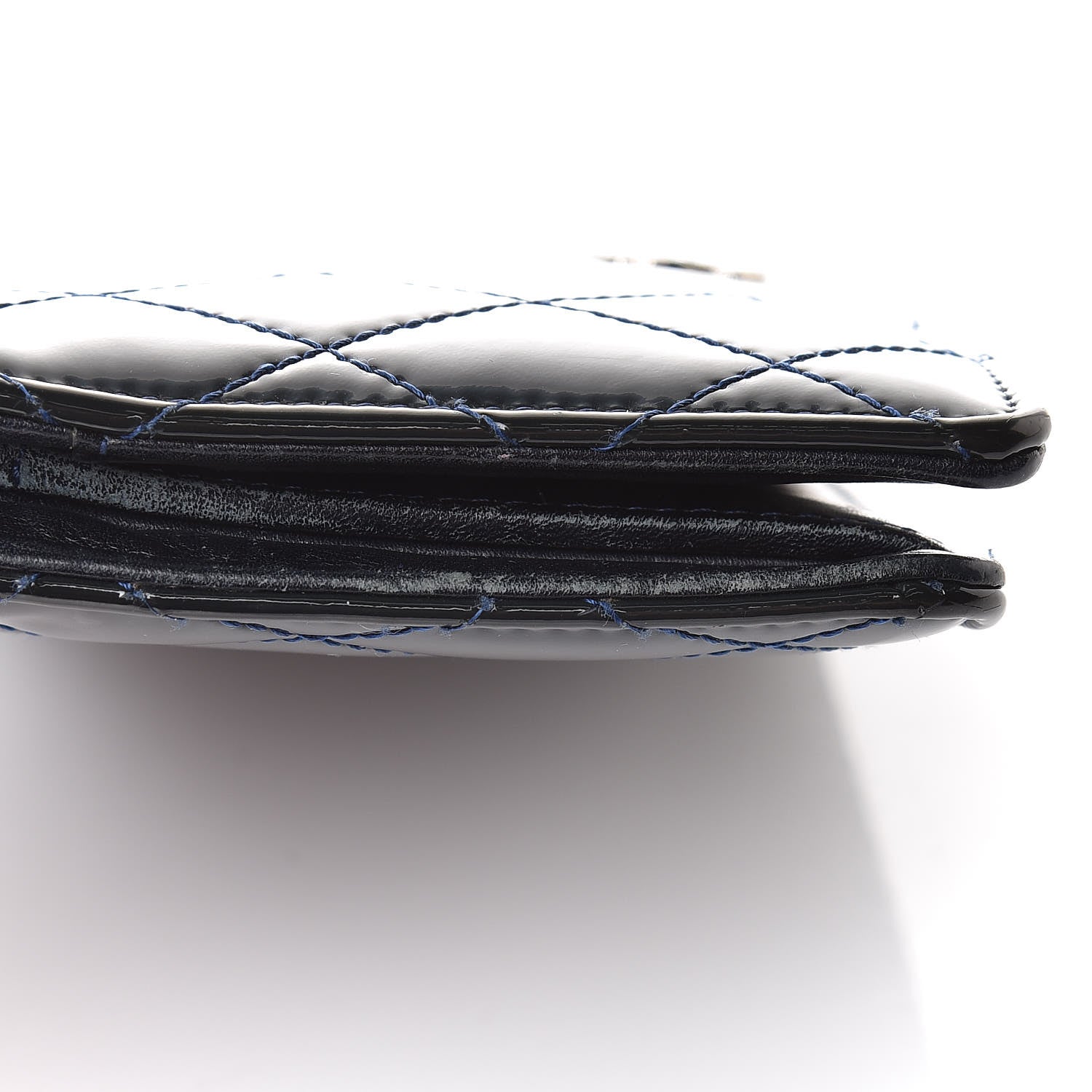 Chanel Patent Quilted Brilliant Yen Wallet Blue Fonce 13 of 15
