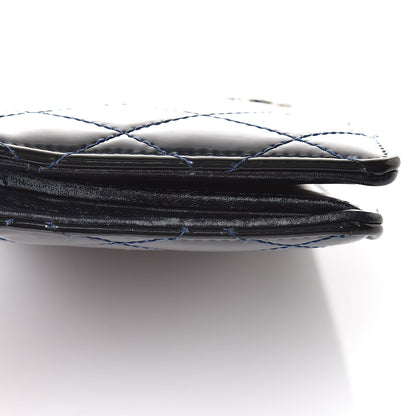 Chanel Patent Quilted Brilliant Yen Wallet Blue Fonce 13 of 15