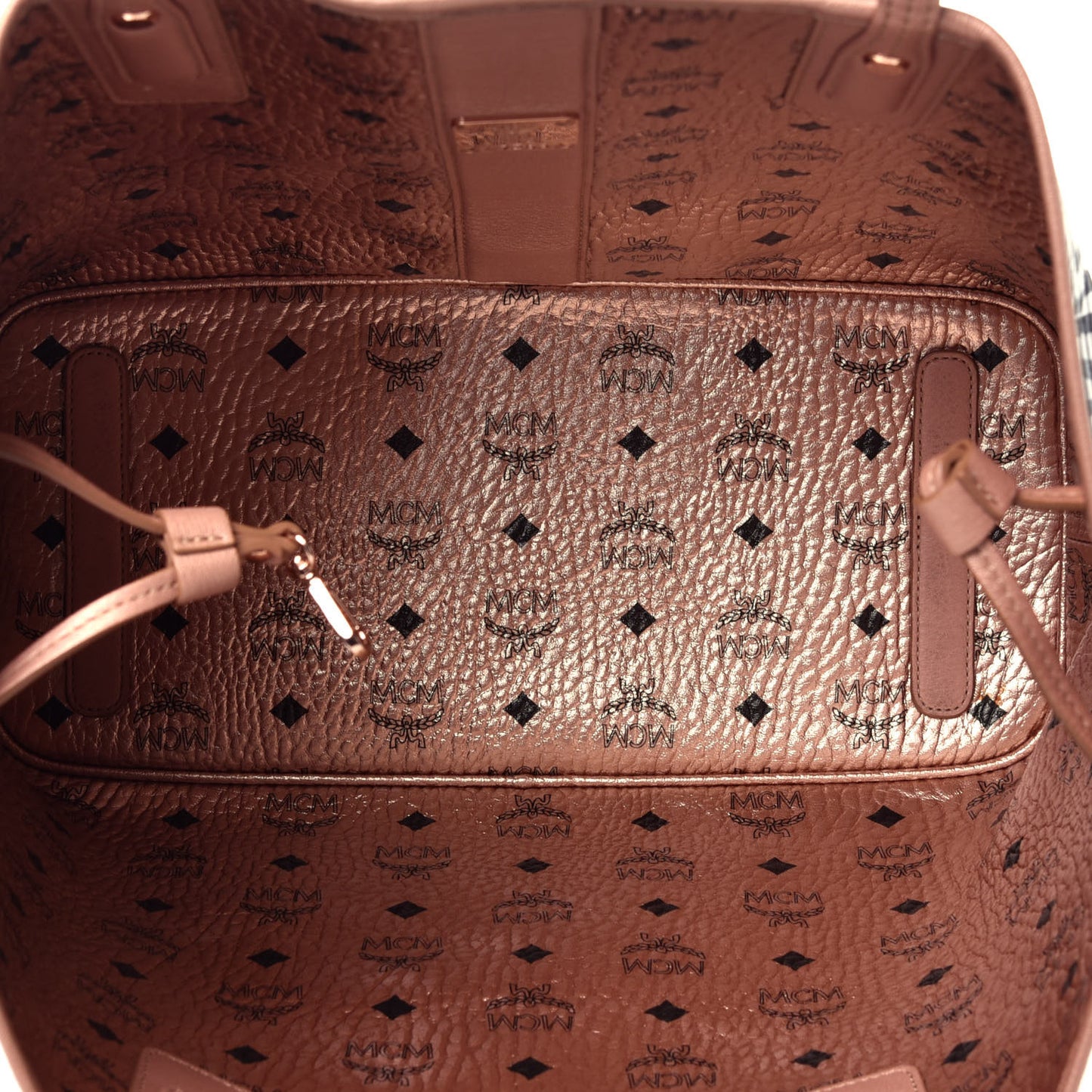 Metallic Visetos Medium Liz Reversible Shopper Tote Champagne Gold