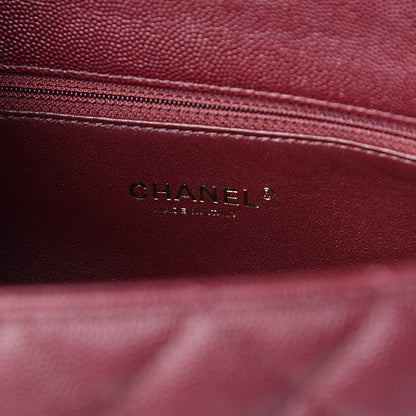 Chanel Caviar Elaphe Quilted Small Coco Handle Flap Burgundy 6 of 10