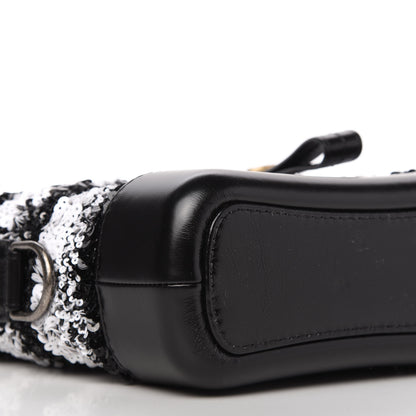 Chanel Sequin Calfskin Small Gabrielle Hobo Black White 6 of 9