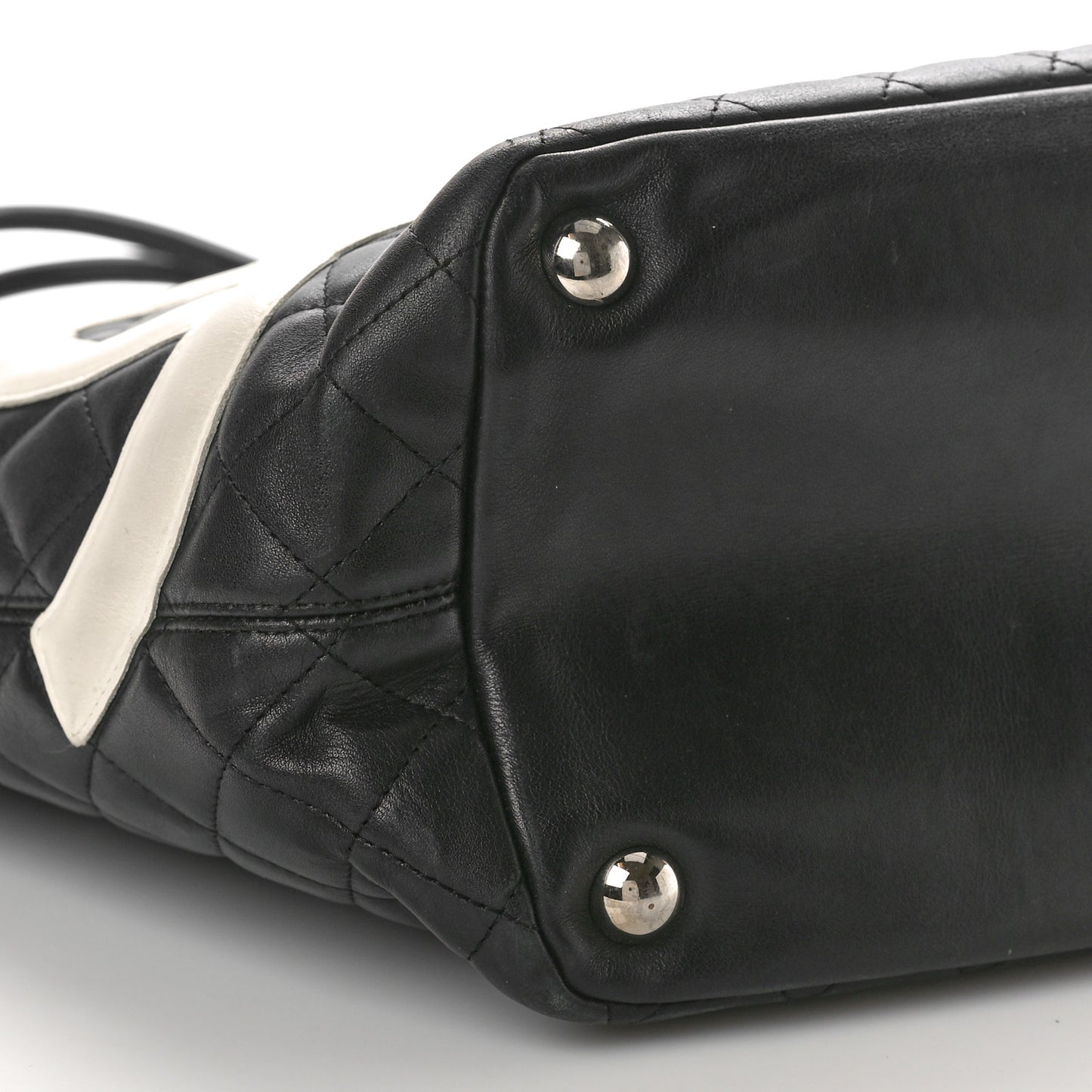 Calfskin Quilted Large Cambon Tote Black White