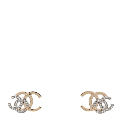 Chanel Crystal Double CC Earrings Gold Silver 1 of 4