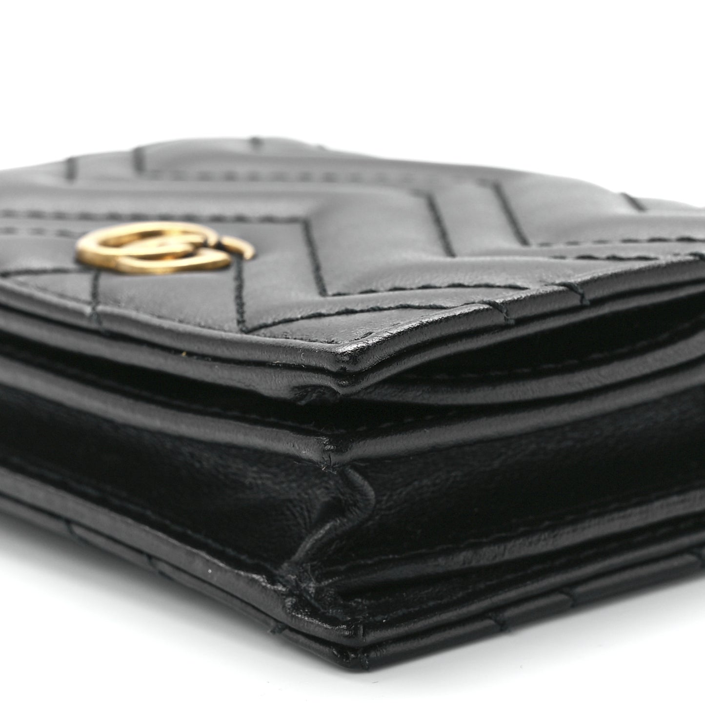 Calfskin Matelasse GG Marmont Card Case Wallet Black