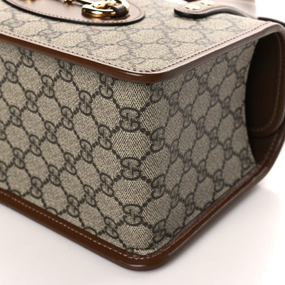 Gucci GG Supreme Monogram Azalea Calfskin Mini Horsebit 1955 Foldover Top Handle Bag Beige Ebony Brown Sugar 8 of 8