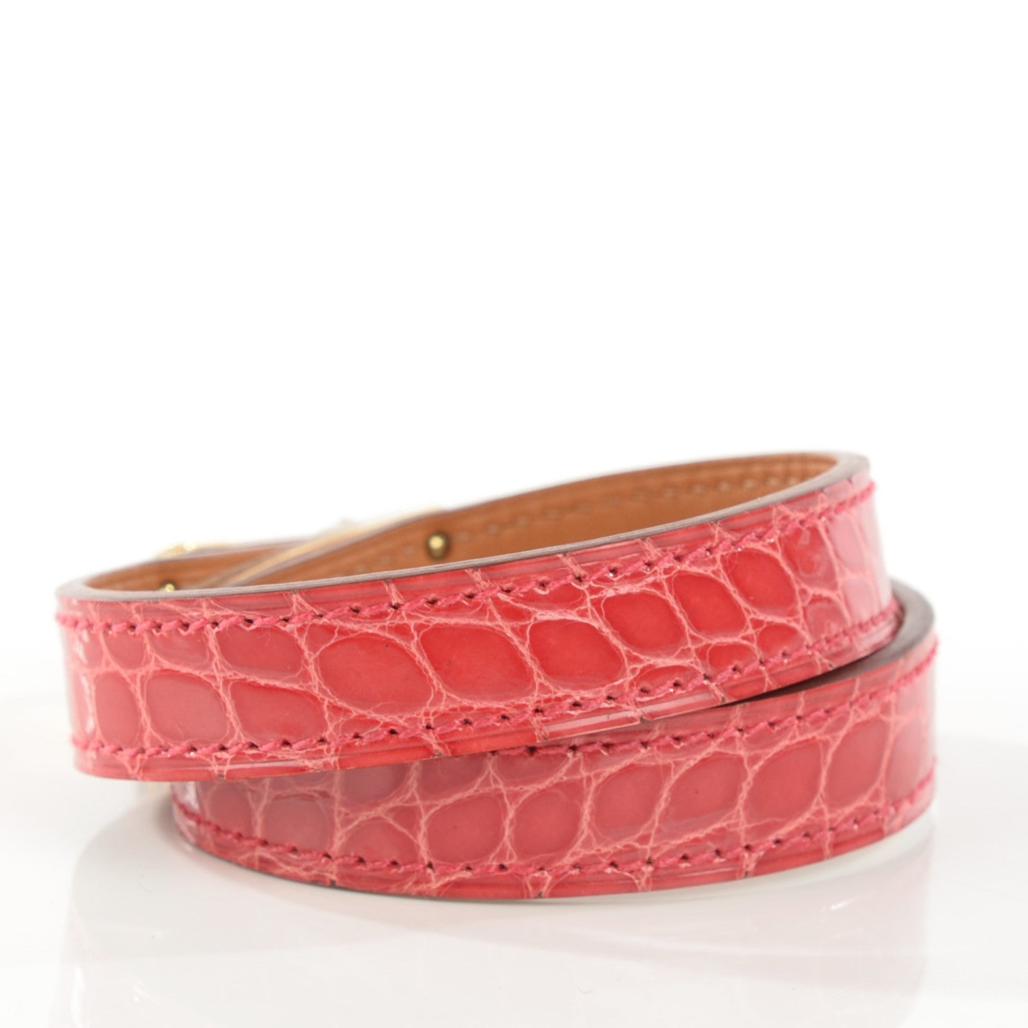 Hermes Shiny Alligator Kelly Double Tour Bracelet Medium Bougainvillea 3 of 8