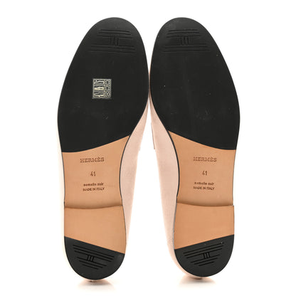 Hermes Suede Goatskin Womens Colette Loafers 41 Blanc Poros 5 of 9