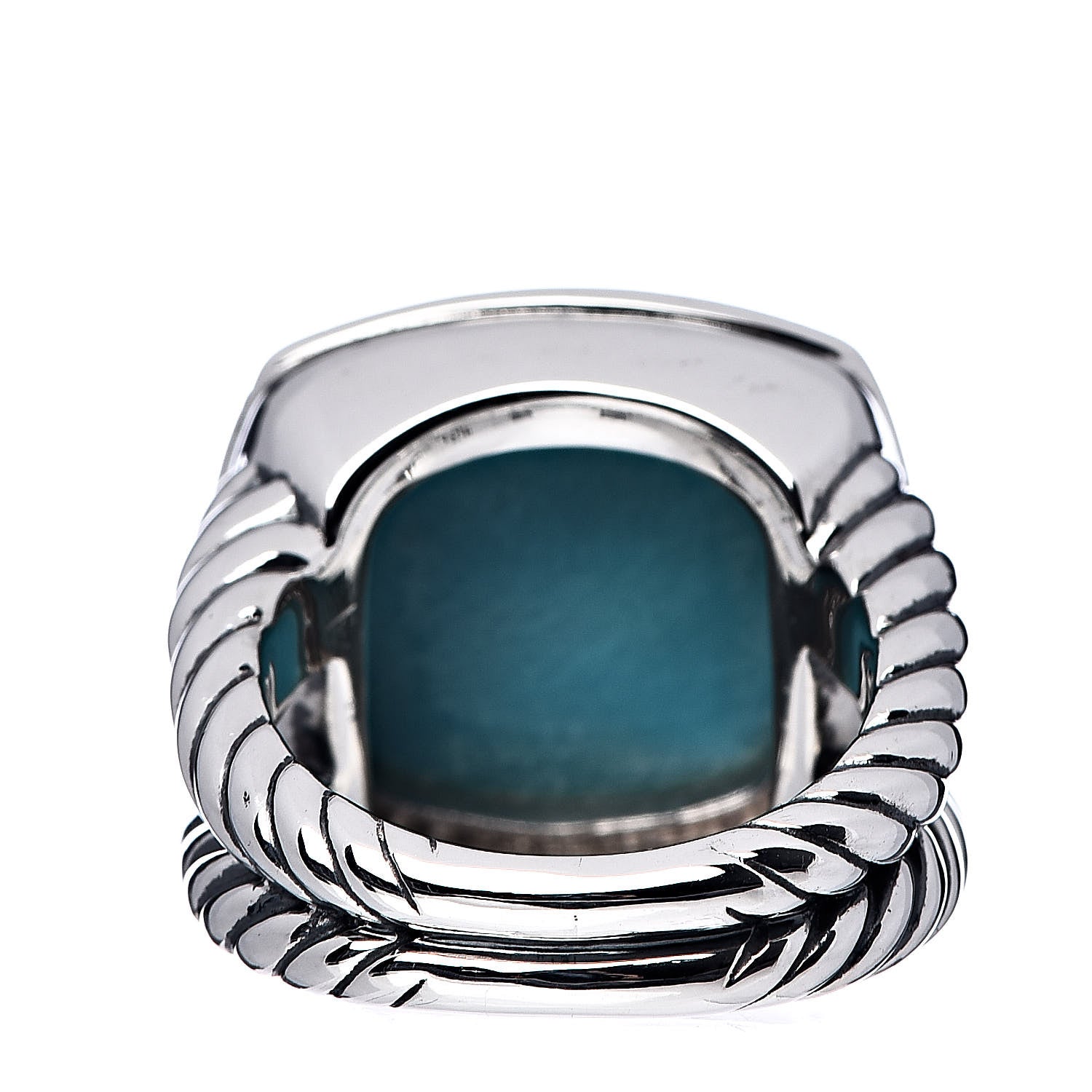 David Yurman Sterling Silver Diamond Turquoise 17mm Albion Ring 57 8 4 of 5