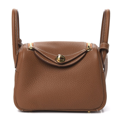 Hermes Taurillon Clemence Mini Lindy 20 Gold 1 of 11