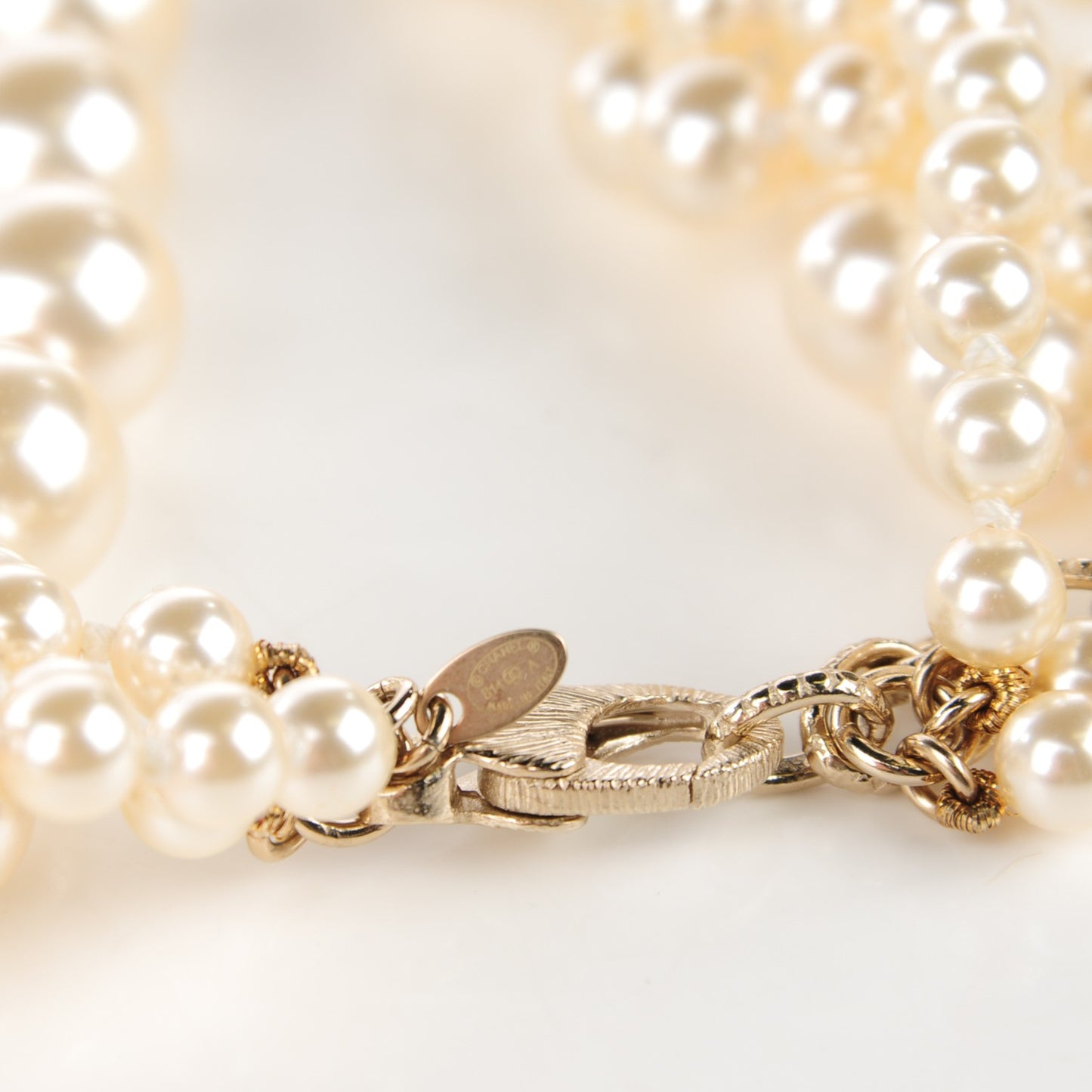 Pearl Multistrand CC Long Necklace Gold