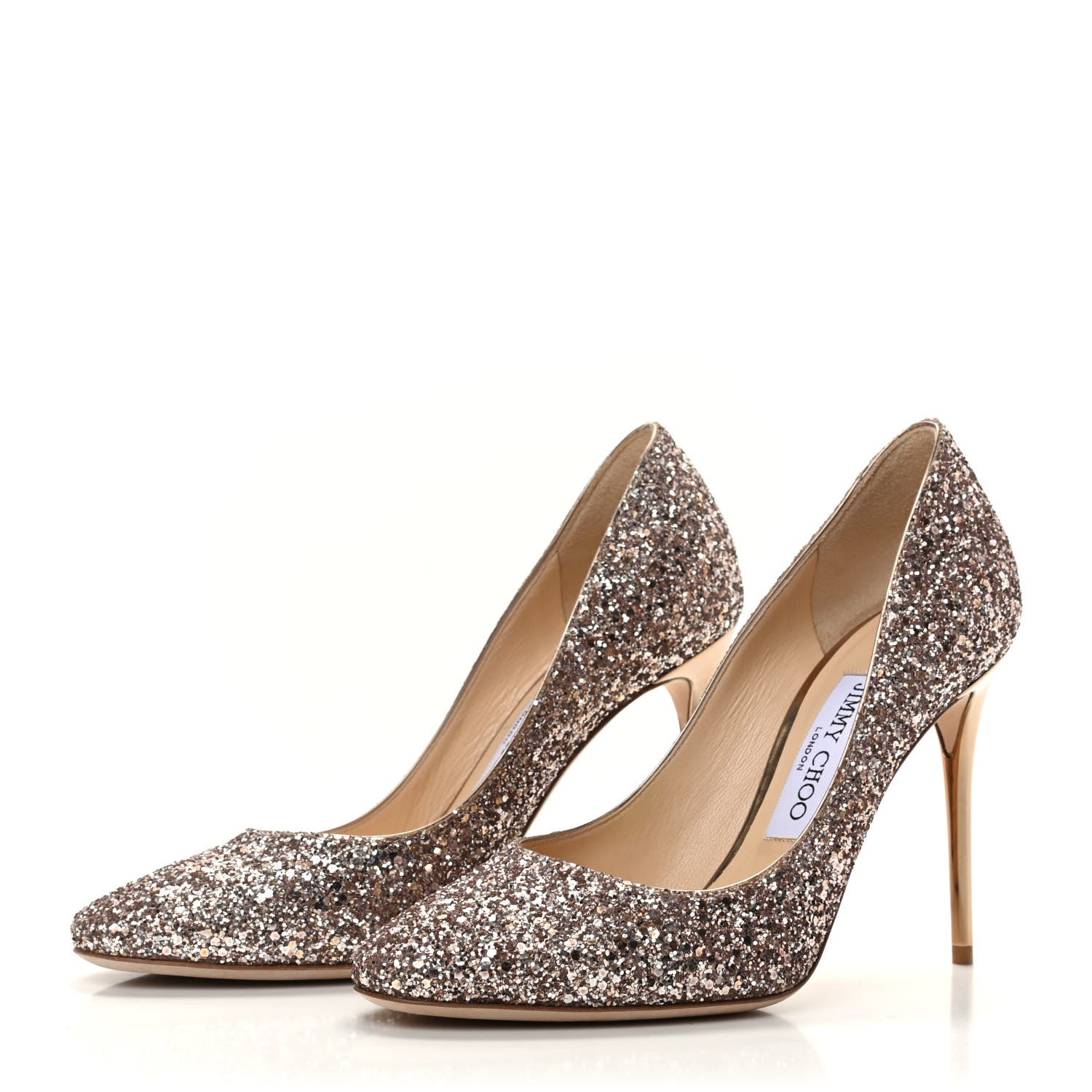 Jimmy Choo Glitter Esme 100 Pumps 37 Nude 3 of 8