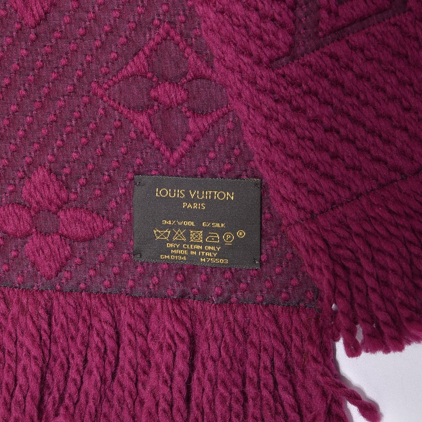 Wool Silk Logomania Scarf Cherry