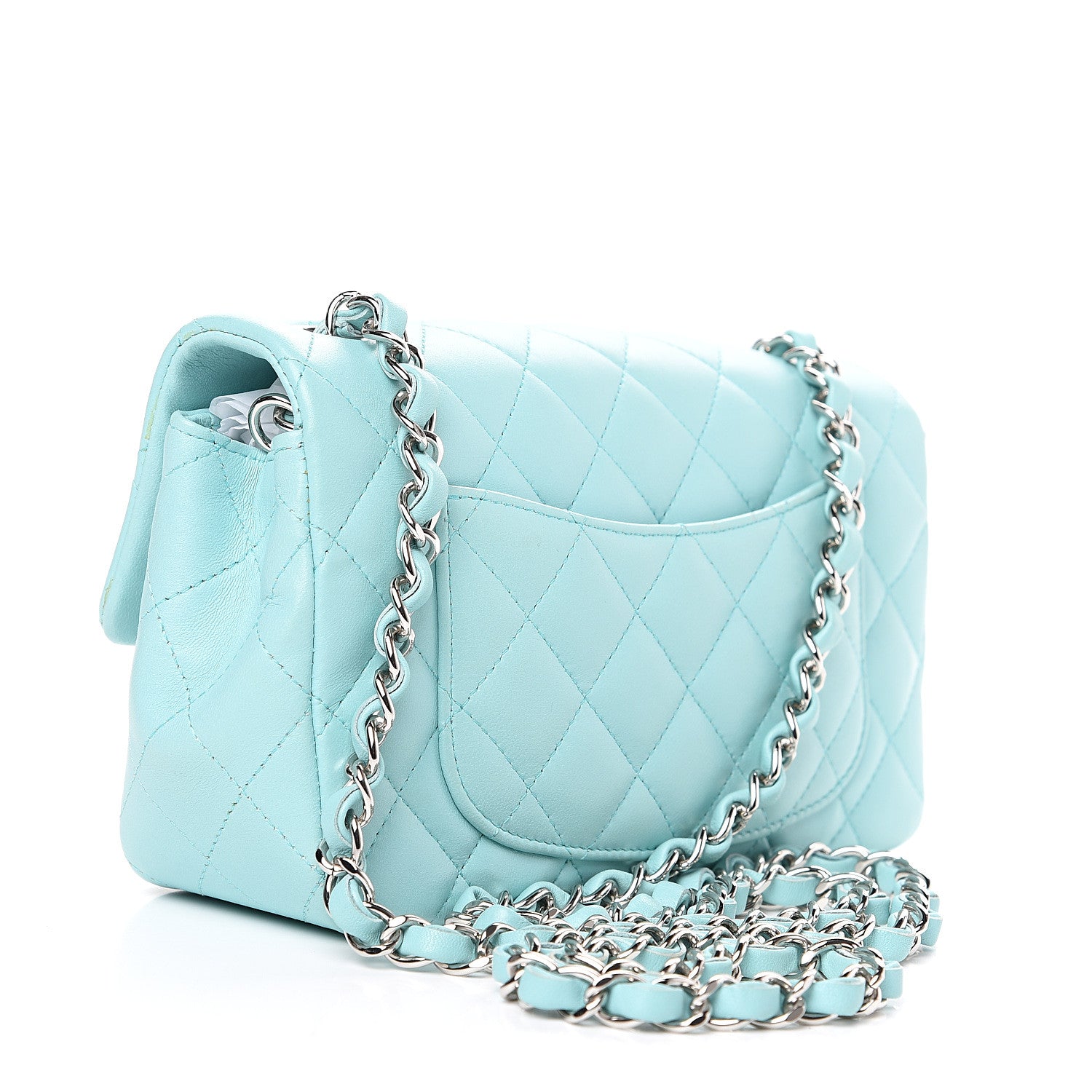 Chanel Lambskin Quilted Mini Rectangular Flap Light Blue 2 of 13