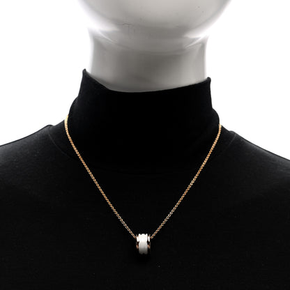 Bulgari 18K Rose Gold White Ceramic B.Zero1 Pendant Necklace 2 of 5