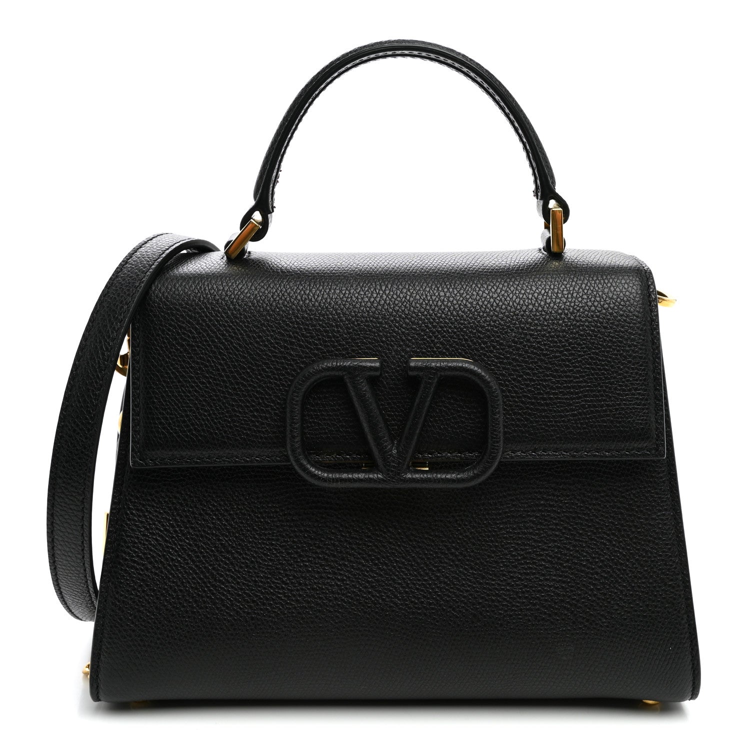Valentino Garavani Grainy Calfskin Small VSling Top Handle Bag Black 1 of 8
