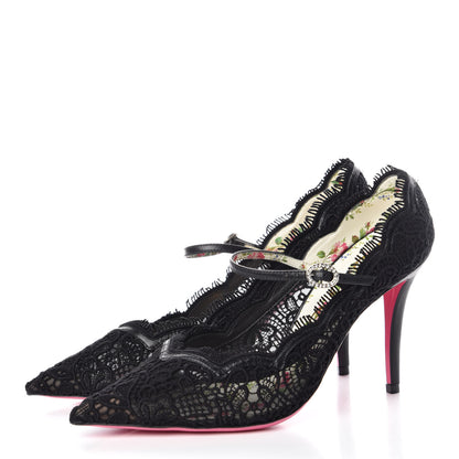Gucci Lace Pizzo Venice Pumps 38 Black 3 of 9
