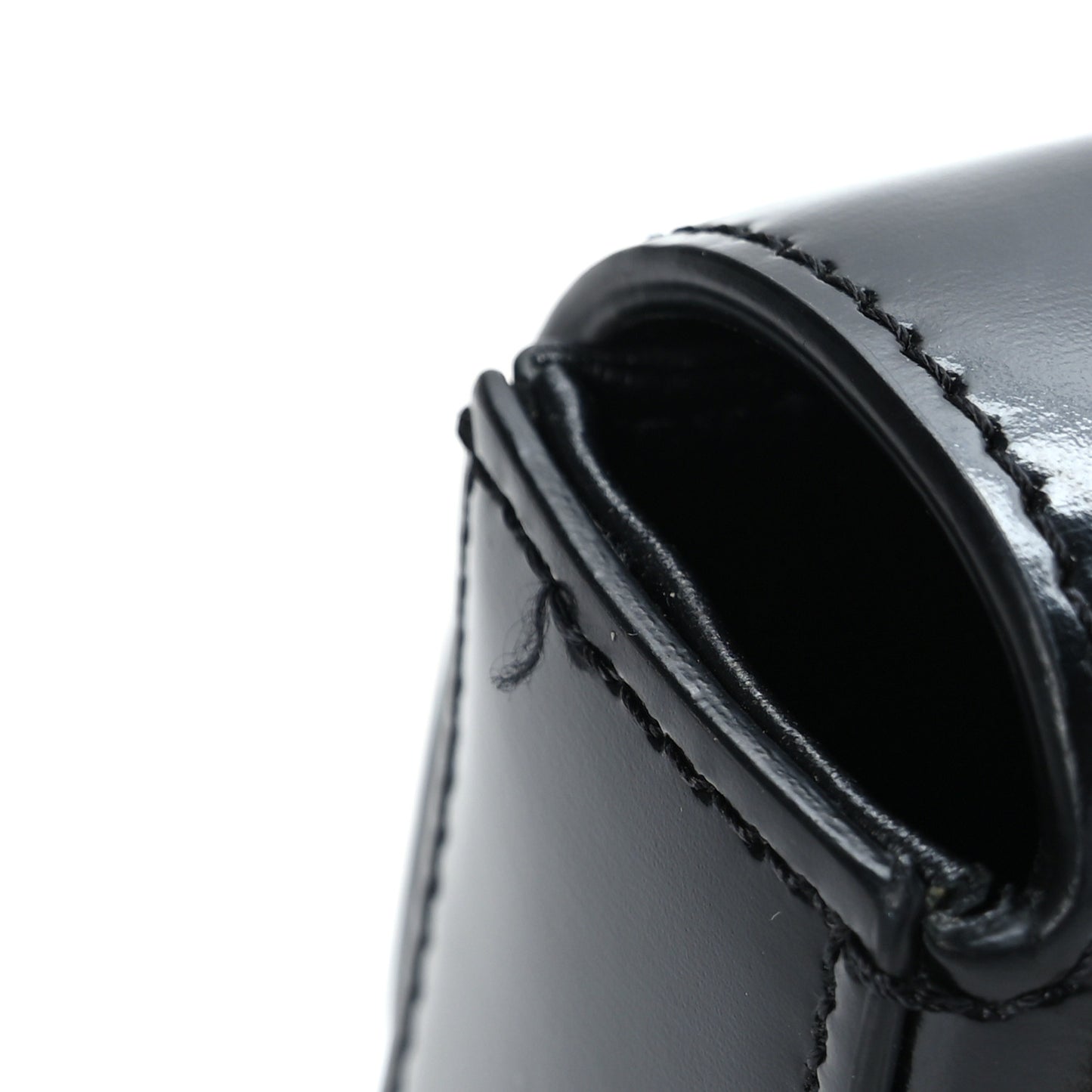Shiny Calfskin Triomphe Chain Shoulder Bag Black