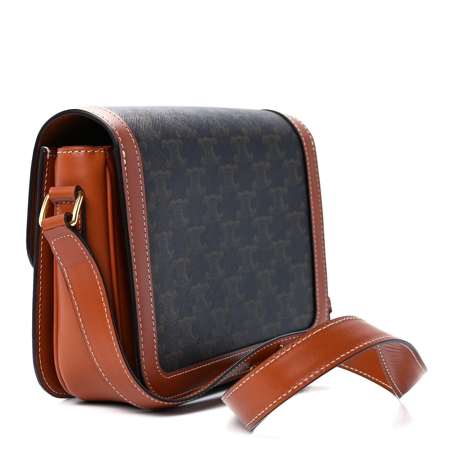Celine Triomphe Canvas Calfskin Medium Triomphe Bag Tan 3 of 13