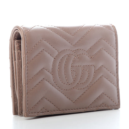 Gucci Calfskin Matelasse GG Marmont Card Case Wallet Porcelain Rose 3 of 6