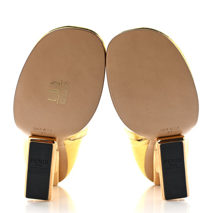 Fendi Laminated Craquele Nappa Fendi First 95mm Booties 37 Gold 5 of 7